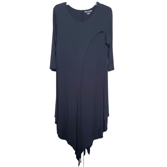 Soft Surroundings Black Jersey Knit Layered Midi Dress Size Petite Medium - Picture 1 of 6